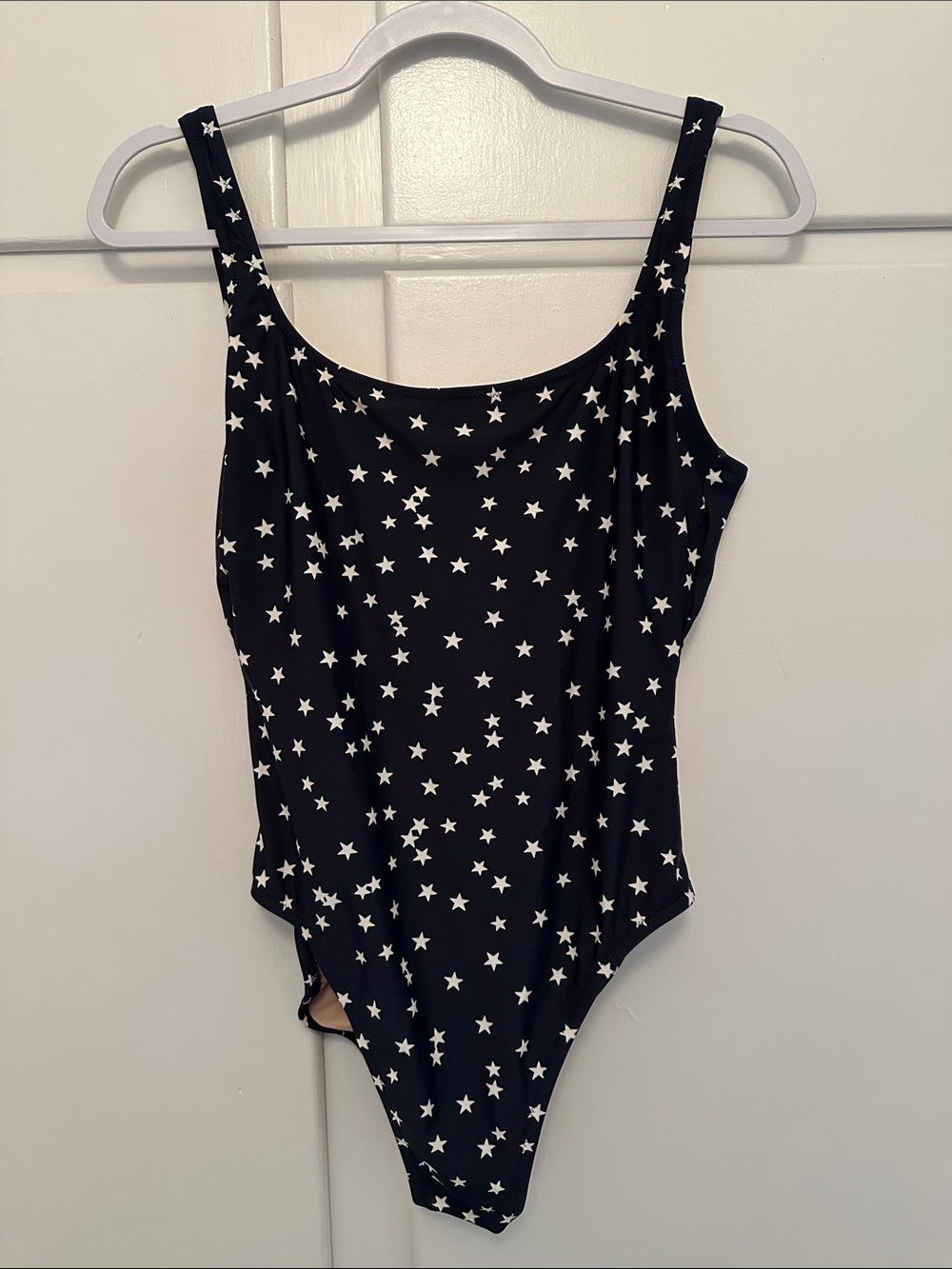 LIKE NEW J.Crew Women’s Navy and White Star Print One-Piece Swimsuit